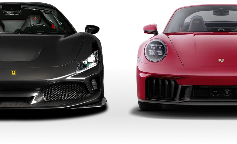 Ferrari and Porsche front views - Sell form background mobile
